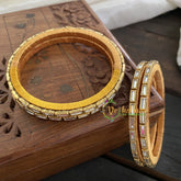 Single Line Kundan Bangle-Line-White-Glossy-G3685